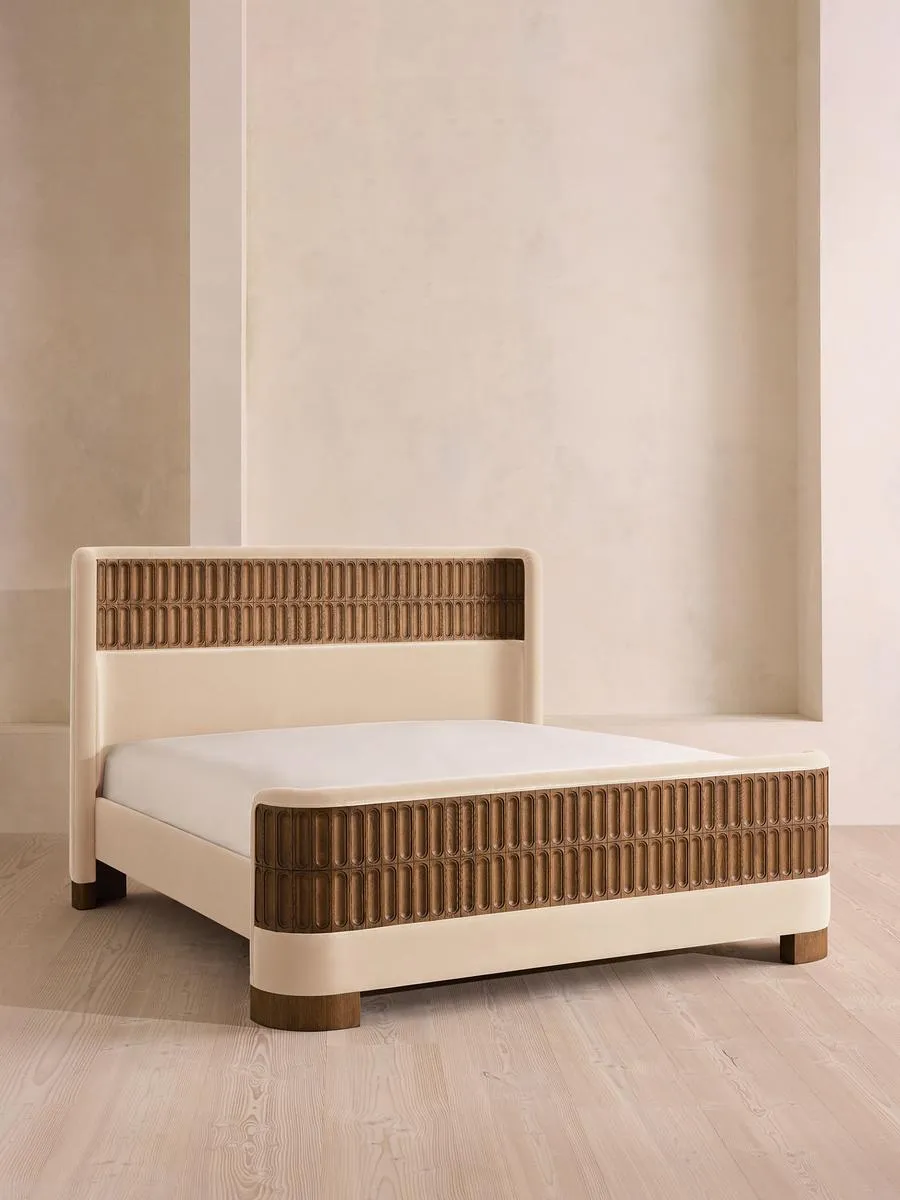 Devon Bed, King, Velvet, Porcelain