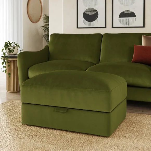 Hattie Matte Plush Velvet Storage Footstool 1