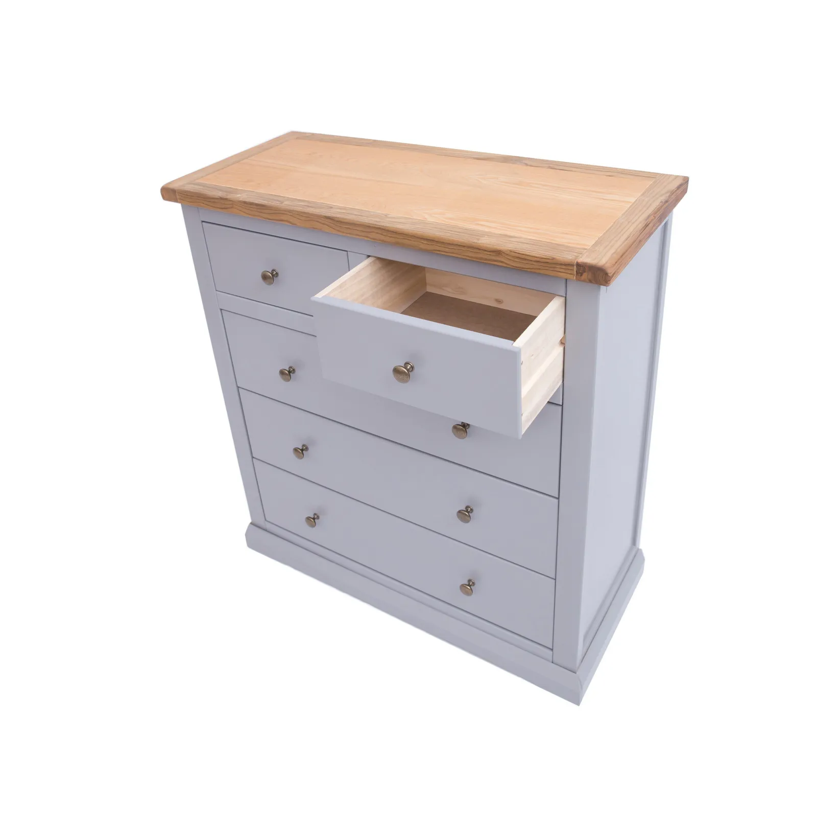 Cabinet Bits Rocca 5 Drawer Chest of Drawers Brass Knob in Grey 4