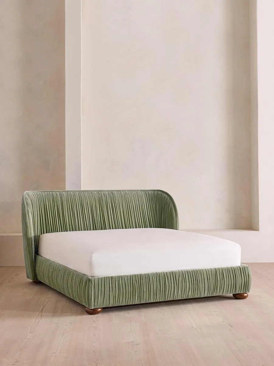 Blair Bed, King, Velvet, Seafoam