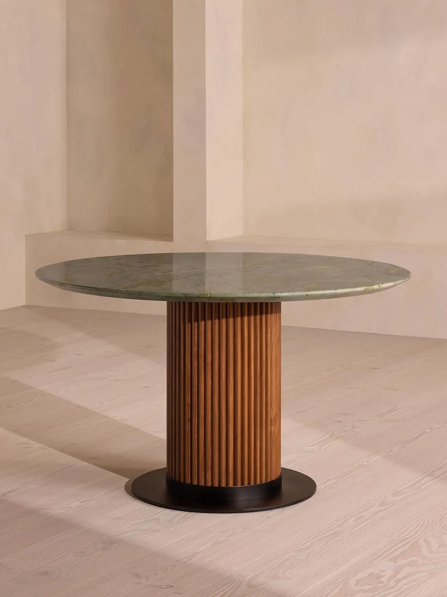 Murcell Round Dining Table, Brazilian Green Marble