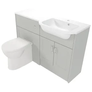 Deccado Padworth Whisper Grey Right Hand 1200mm Fitted Vanity & Toilet Pan Unit Combination with Right Hand Basin