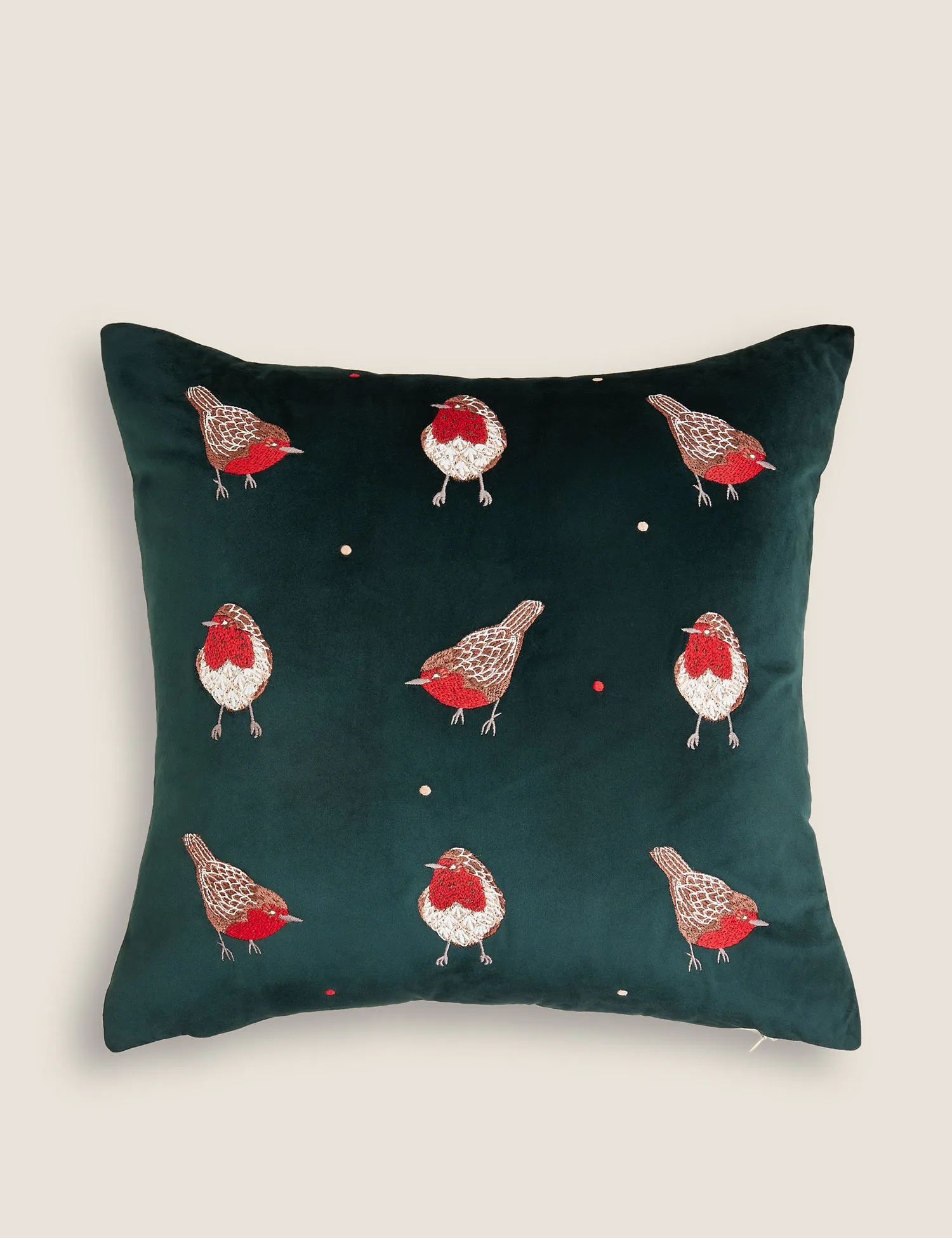 M&S Velvet Robin Embroidered Cushion