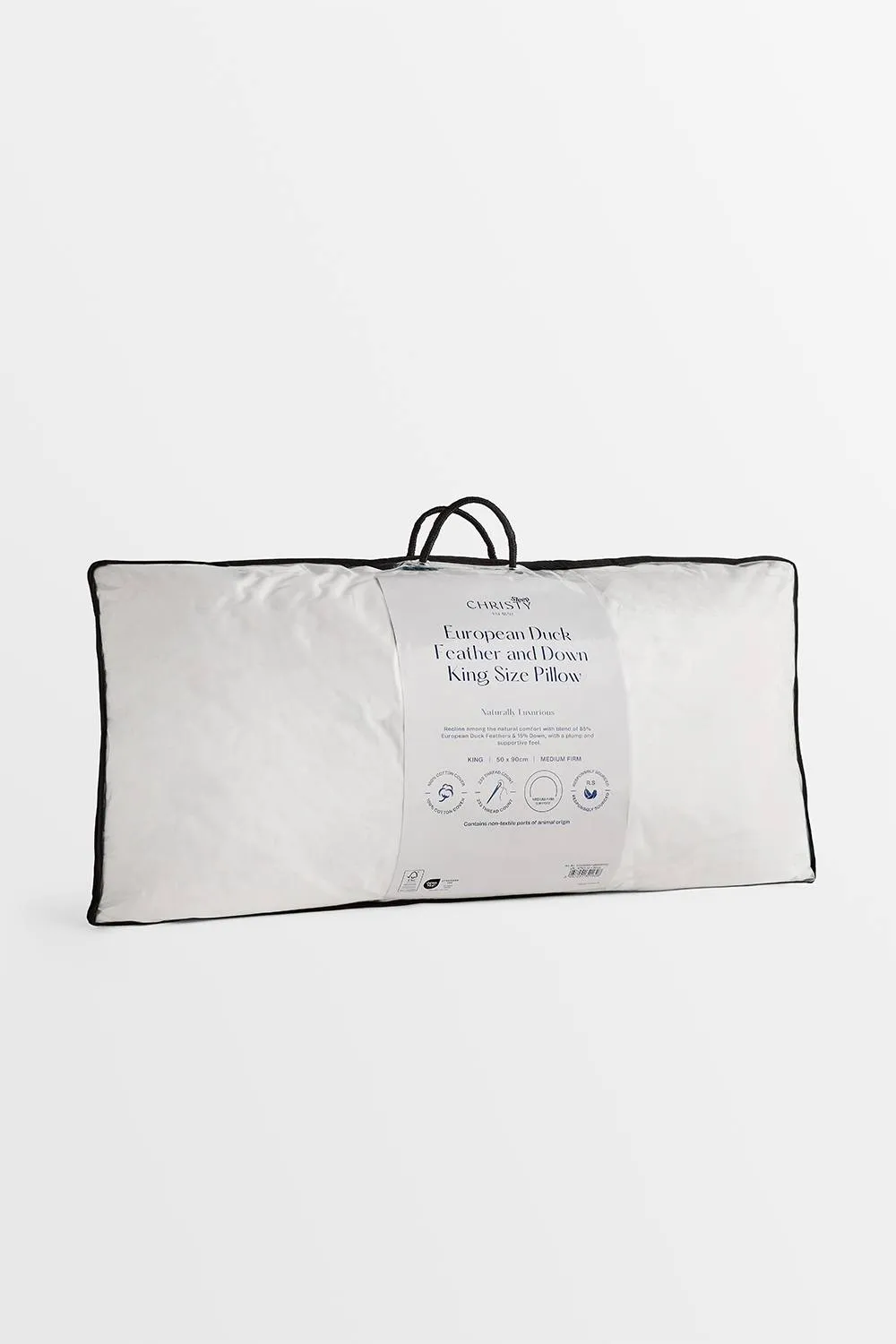 CHRISTY Luxury European Feather & Down King Pillow Medium-Firm in White 3