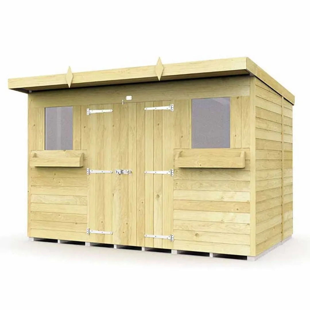 Buttercup Farm 10 x 6 Feet Pent Summer Shed - Wood - L178 x W302 x H201 cm in Brown