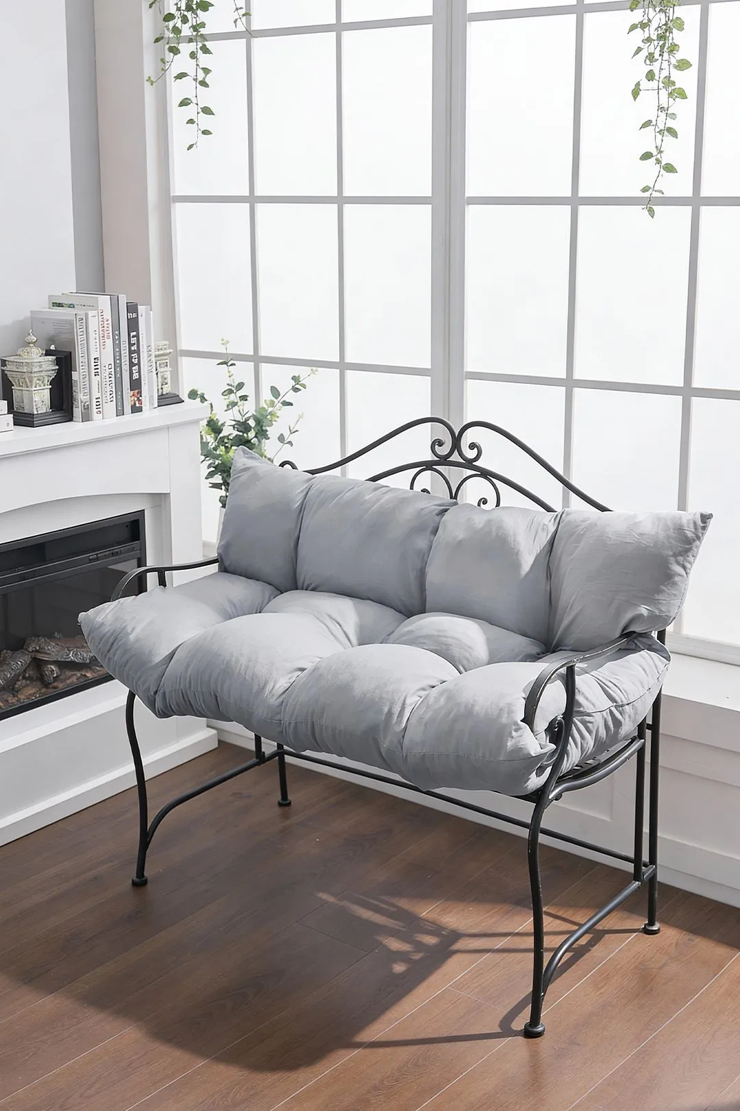 Living and Home 120*80cm Solid Colour Garden Seat Cushion in Grey
