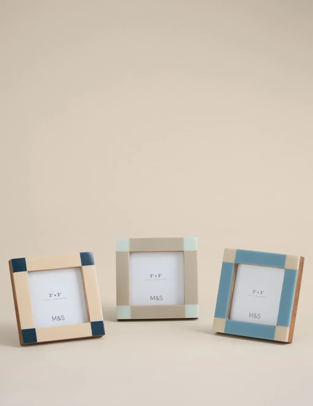 M&S Set of 3 Check Photo Frames 3x3 inch Multi