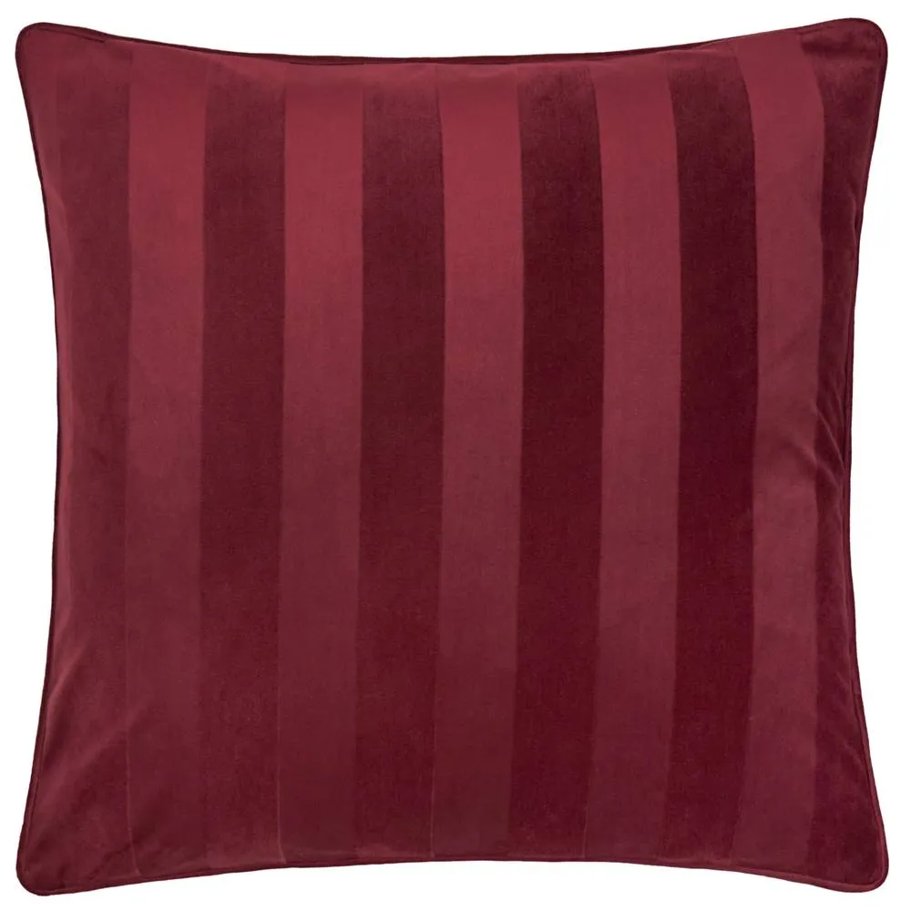 Paoletti Regency Stripe Velvet Cushion in Burgundy 2
