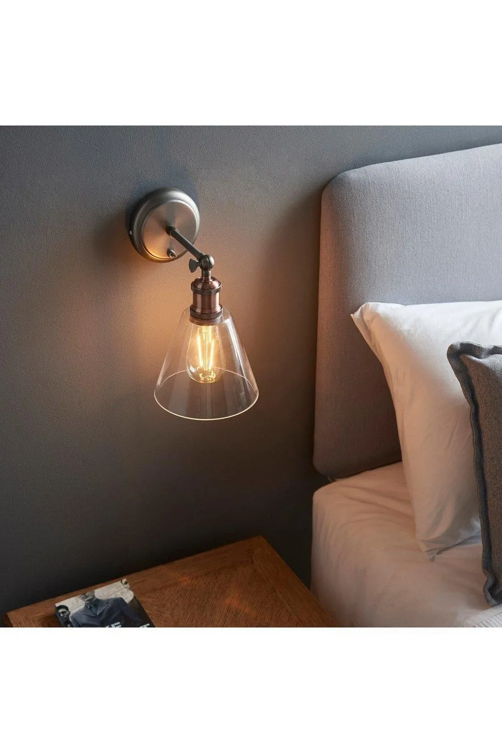 Netlighting Hal Metal Wall Lamp Aged Pewter Aged Copper Plate in Grey 6