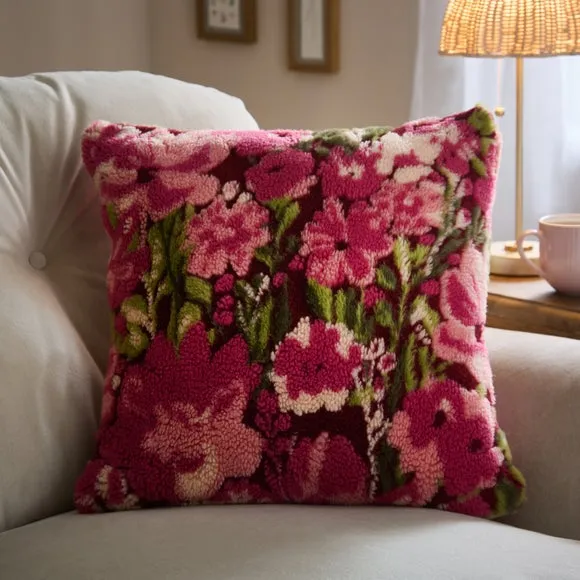 Floral Jacquard Square Cushion