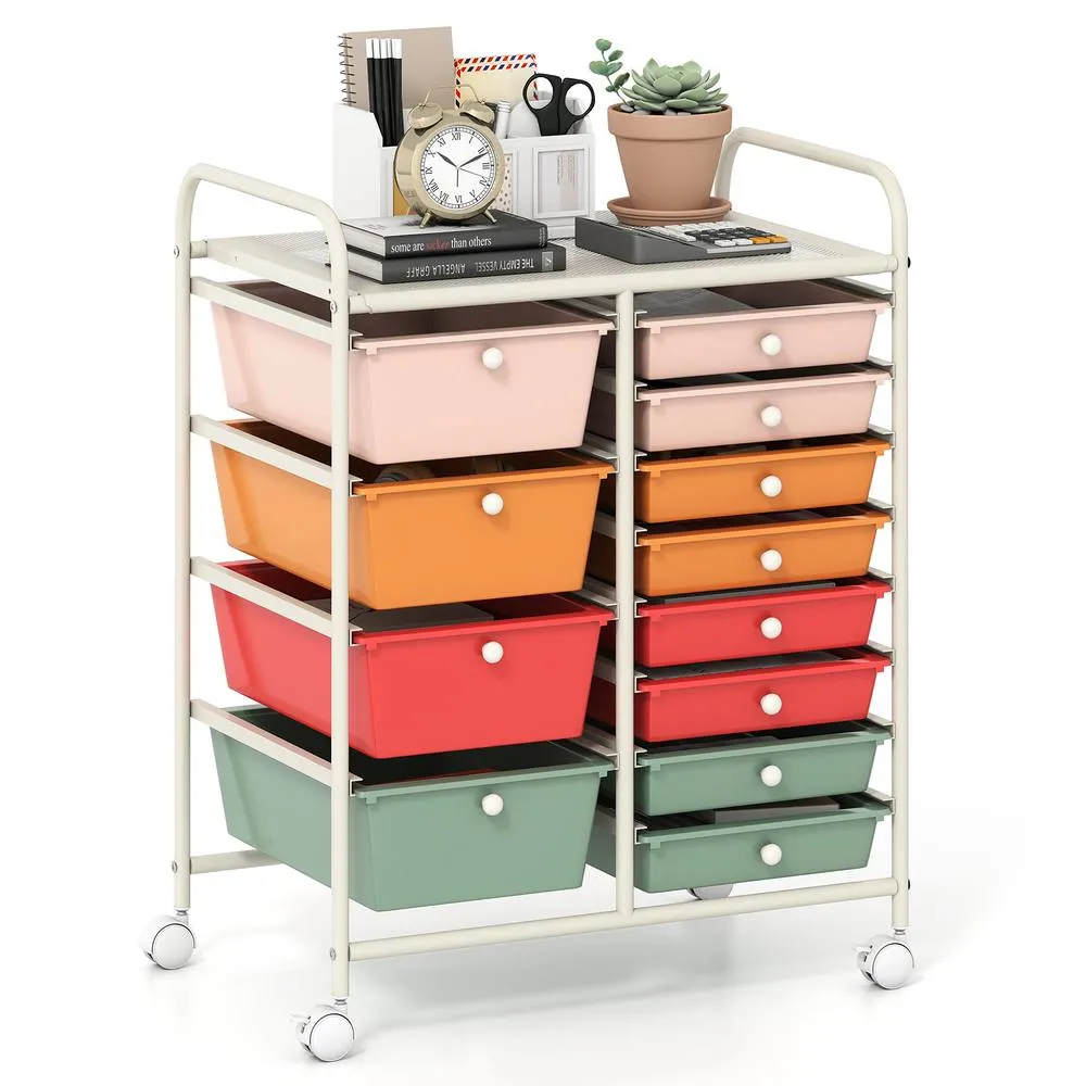 Costway Storage Cart Black Multi-Purpose Utility Cart with 2-Size Drawer 3
