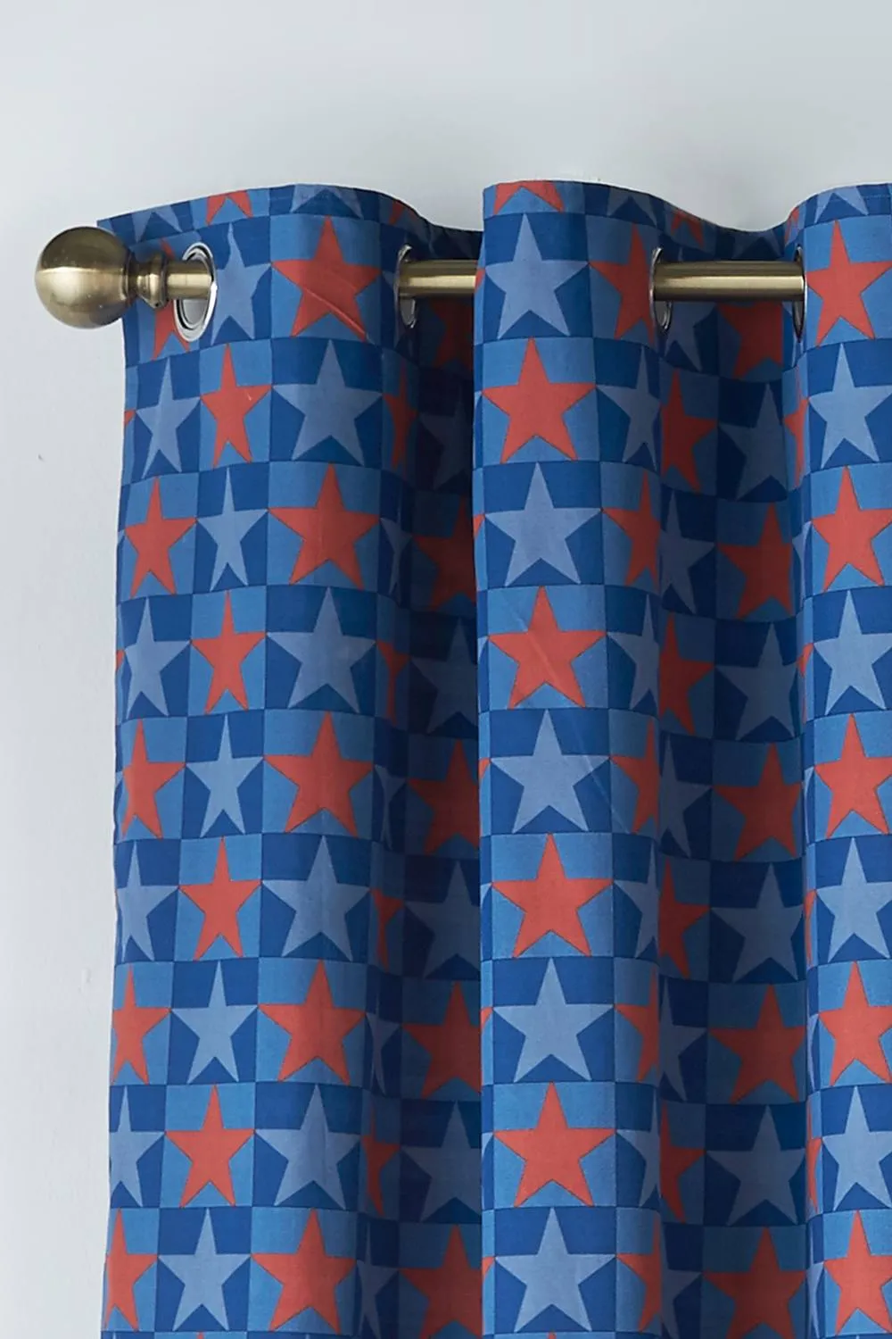 Catherine Lansfield 'Stars & Check' Fully Reversible Eyelet Curtains in Blue 4