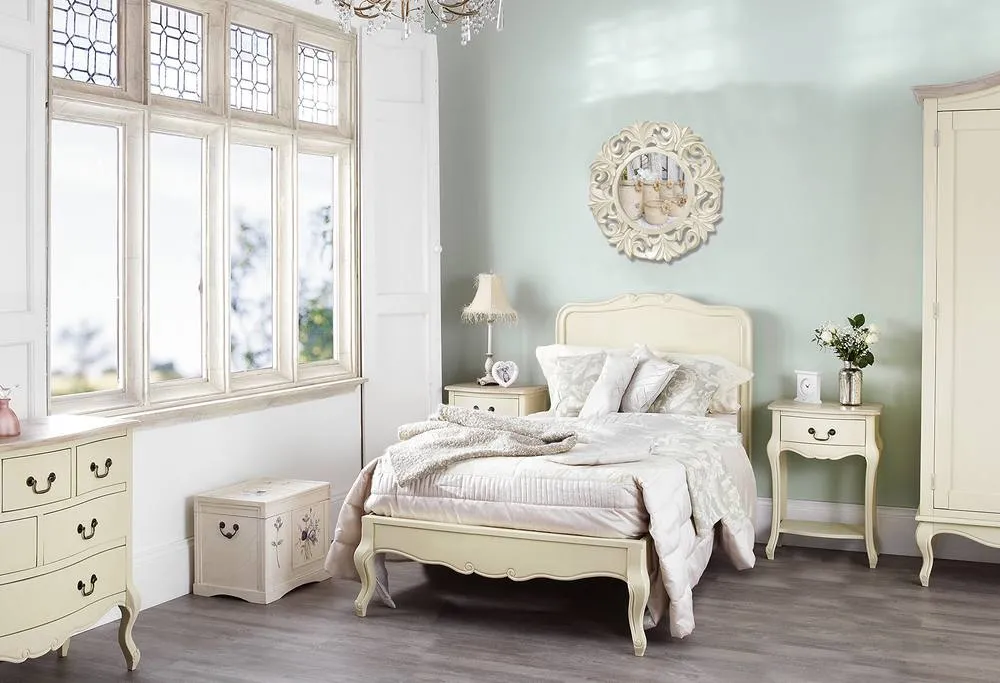 Statement Furniture Juliette French Style 3ft Single Bed with Wooden Headboard in Ivory 6