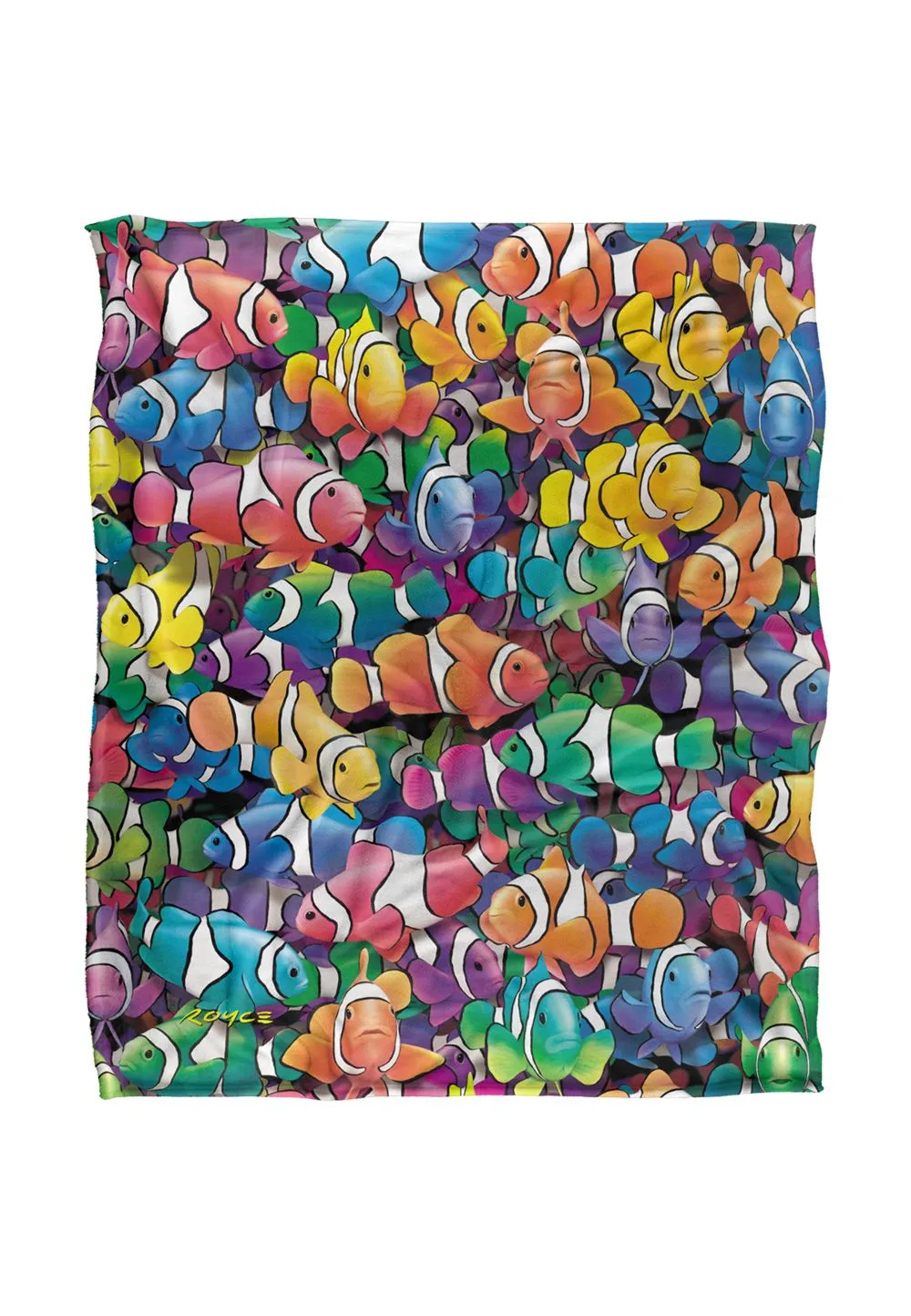JQ Licensing Royce Mcclure Clowning Around Clown Fish Pattern Silky Touch Super Soft Throw Blanket 152 X 127 cm in White