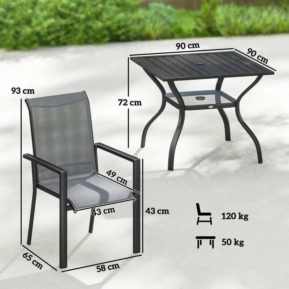 OUTSUNNY 5 Pieces Outdoor Dining Set for 4, Patio Furniture Set in Dark Grey 3