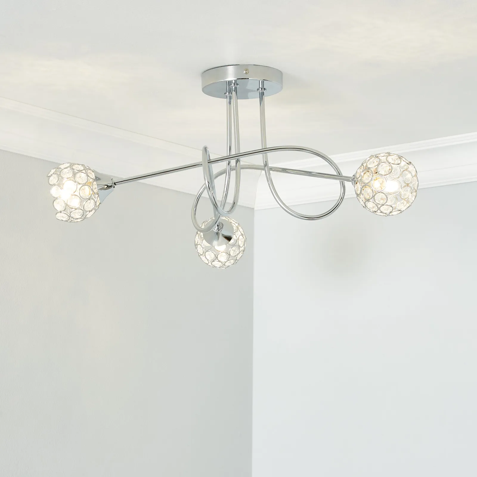 Portia 3 Light Ceiling Fitting Chrome