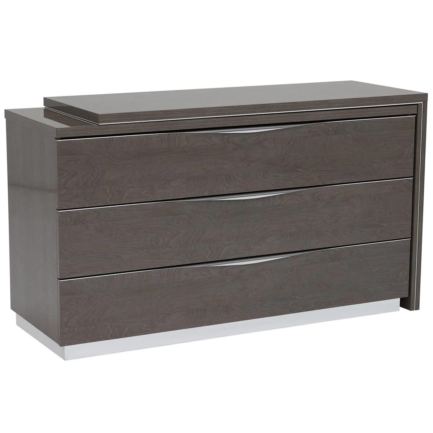 Lutyen 3 Drawer Dresser With Vanity Extension, Grey And Taupe