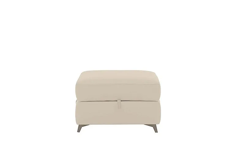 Missouri Leather Storage Footstool - BV Bisque