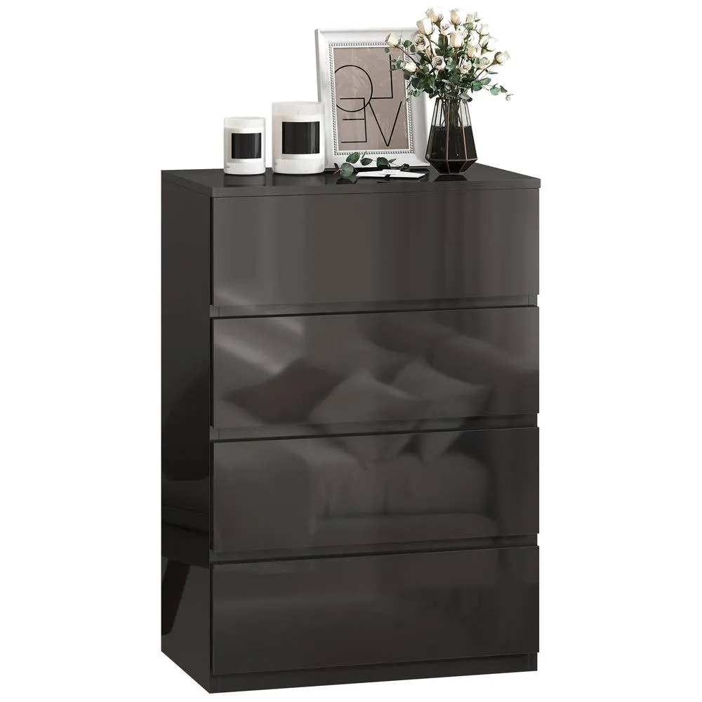 HOMCOM Bedroom Chest of Drawers, 4 Drawers Dresser, Drawer Unit, Black 2