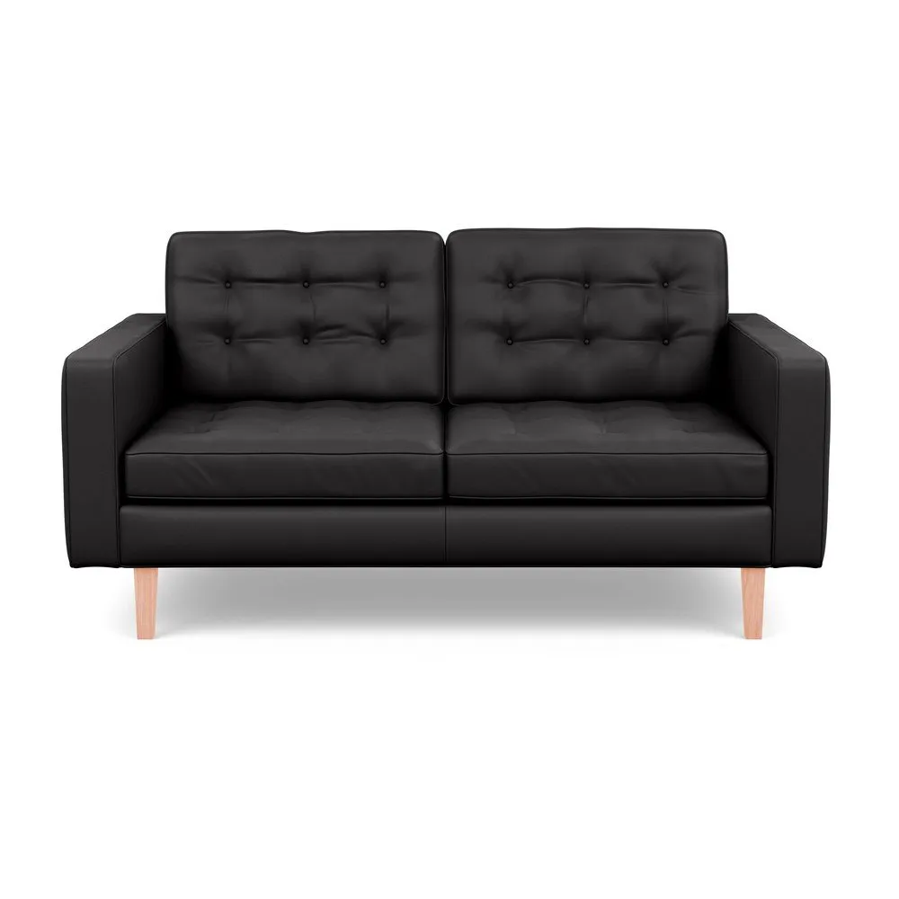 Heal's Hepburn 2 Seater Sofa Leather Grain Graphite 063 Natural Feet 1