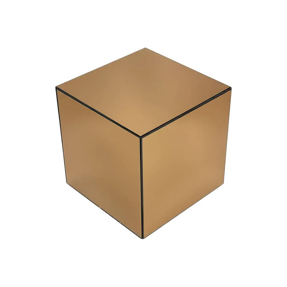 sweeek Cubic mirror coffee table, side table, bedside table, 30 cm cubic in Amber 2