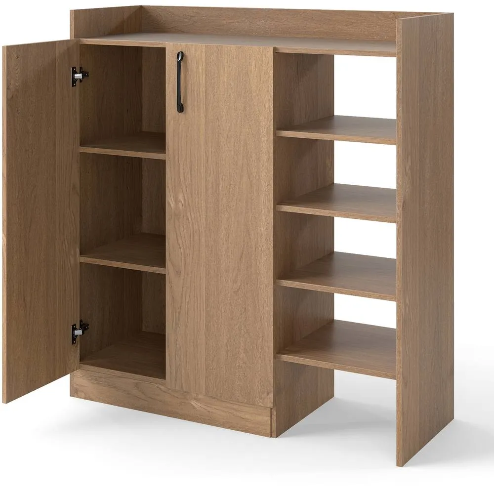 Costway Shoe Cabinet Shoe Storage Organizer w/ 4 Open Shelves-Natural in Natural