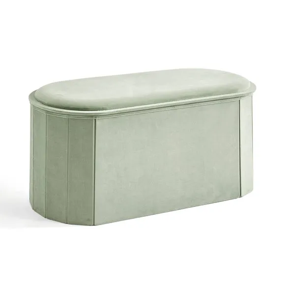Recycled Velour Lozenge Ottoman with Tray 4