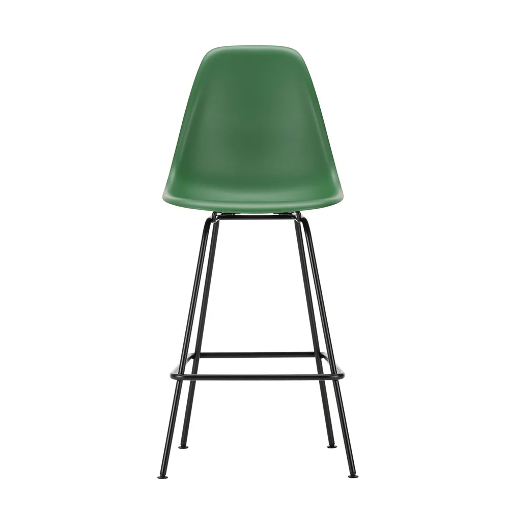 Vitra Eames Plastic Stool RE Medium Emerald Basic Dark Powdered Legs 1
