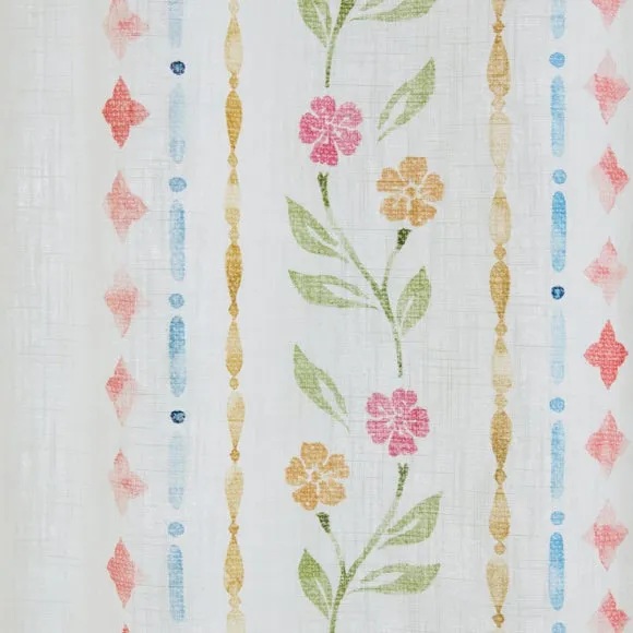 Cotton Bordered Tile Print Slot Top Voile Panel 3
