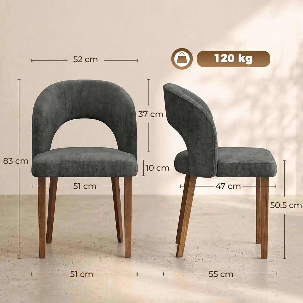 HOMCOM Modern Dining Chairs Set of 2 with Padded Seat, Backrest, Dark Grey 3