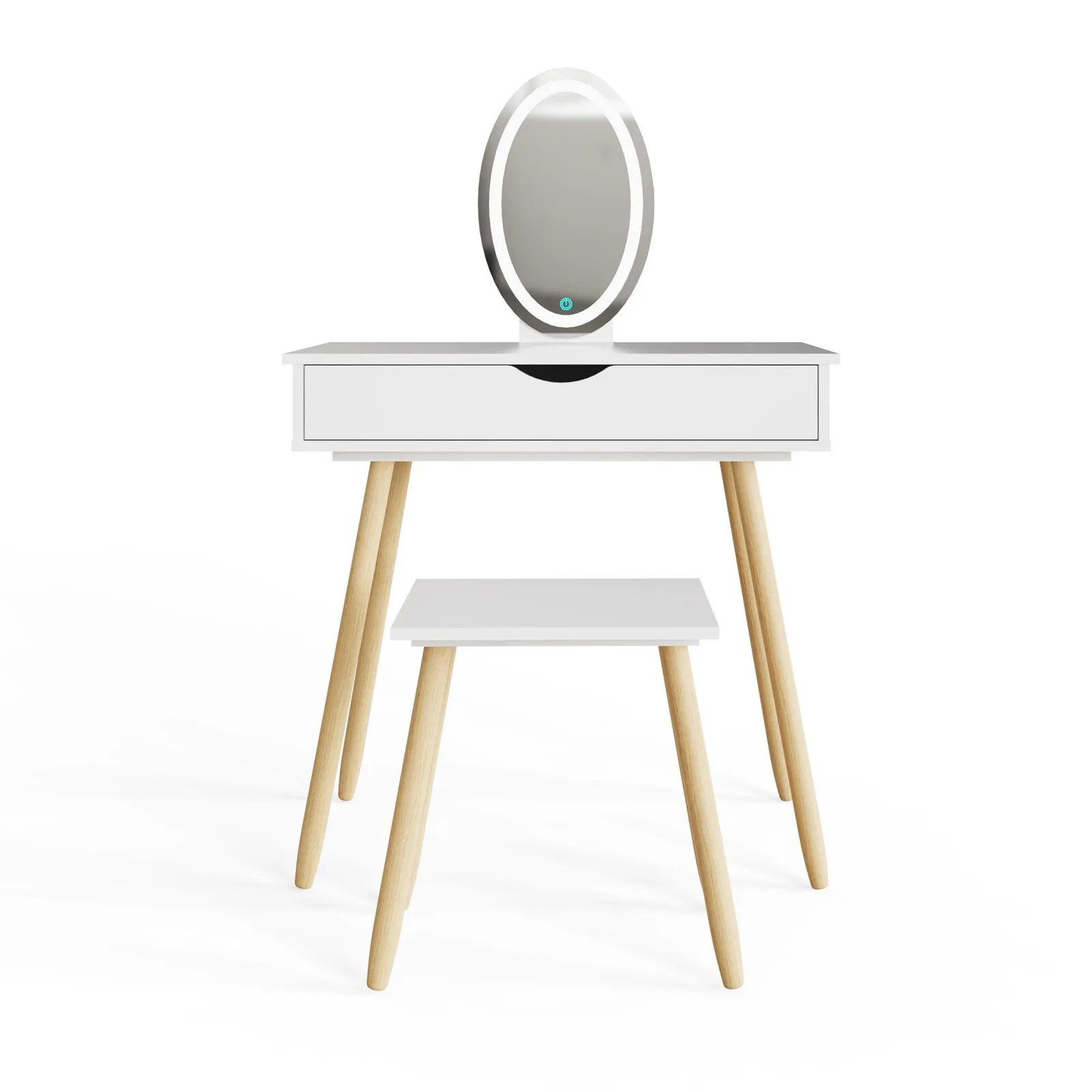 GFW Signy LED Dressing Table Set in White 4