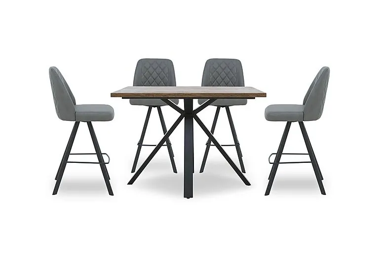 Jupiter Large Table with 4 Swivel Bar Stools - Grey