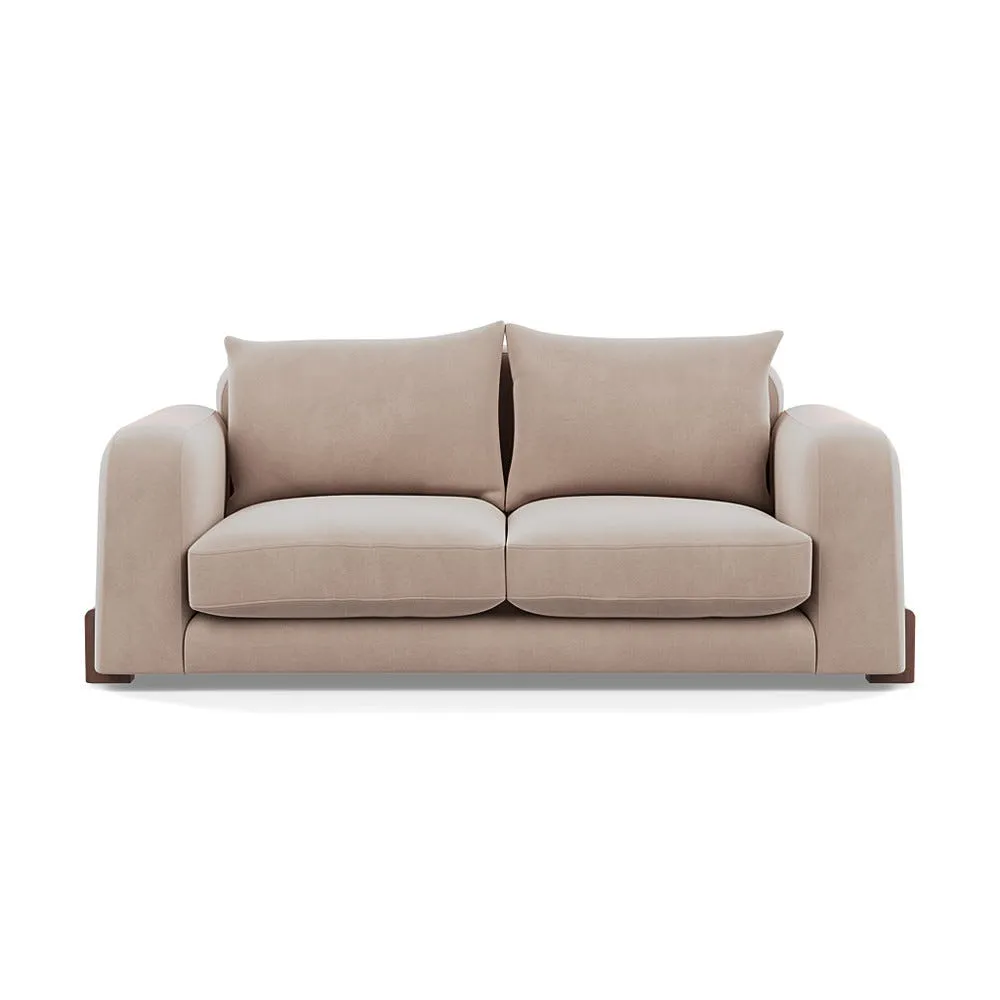 Heal's Nuvola 2 Seater Sofa Smart Velvet Pebble Walnut Stained Feet 1