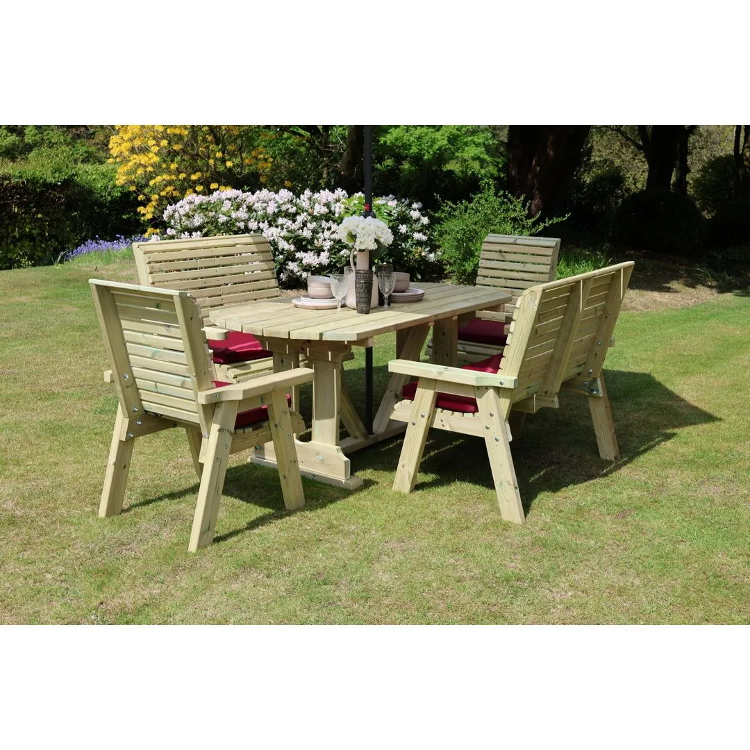 Churnet Valley Garden Furniture Ltd Ergo 2X2B 2XC Table Set - Min. Assembly Required - Set of Cushions Inc in Brown 2