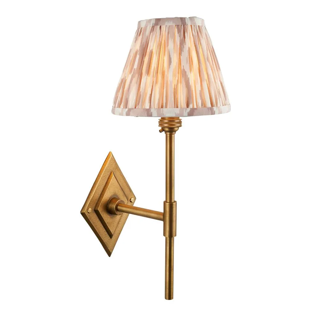 Netlighting Diamond Tall & Ikat 16cm Wall Lamp Antique Brass Neutral Print in Gold