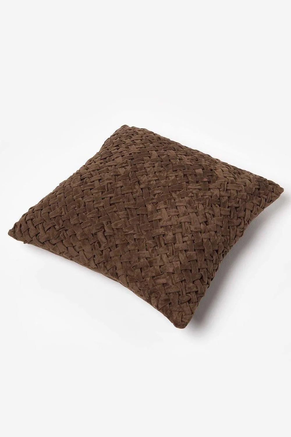 Homescapes Sofia Pleated Velvet Cushion in Brown 5