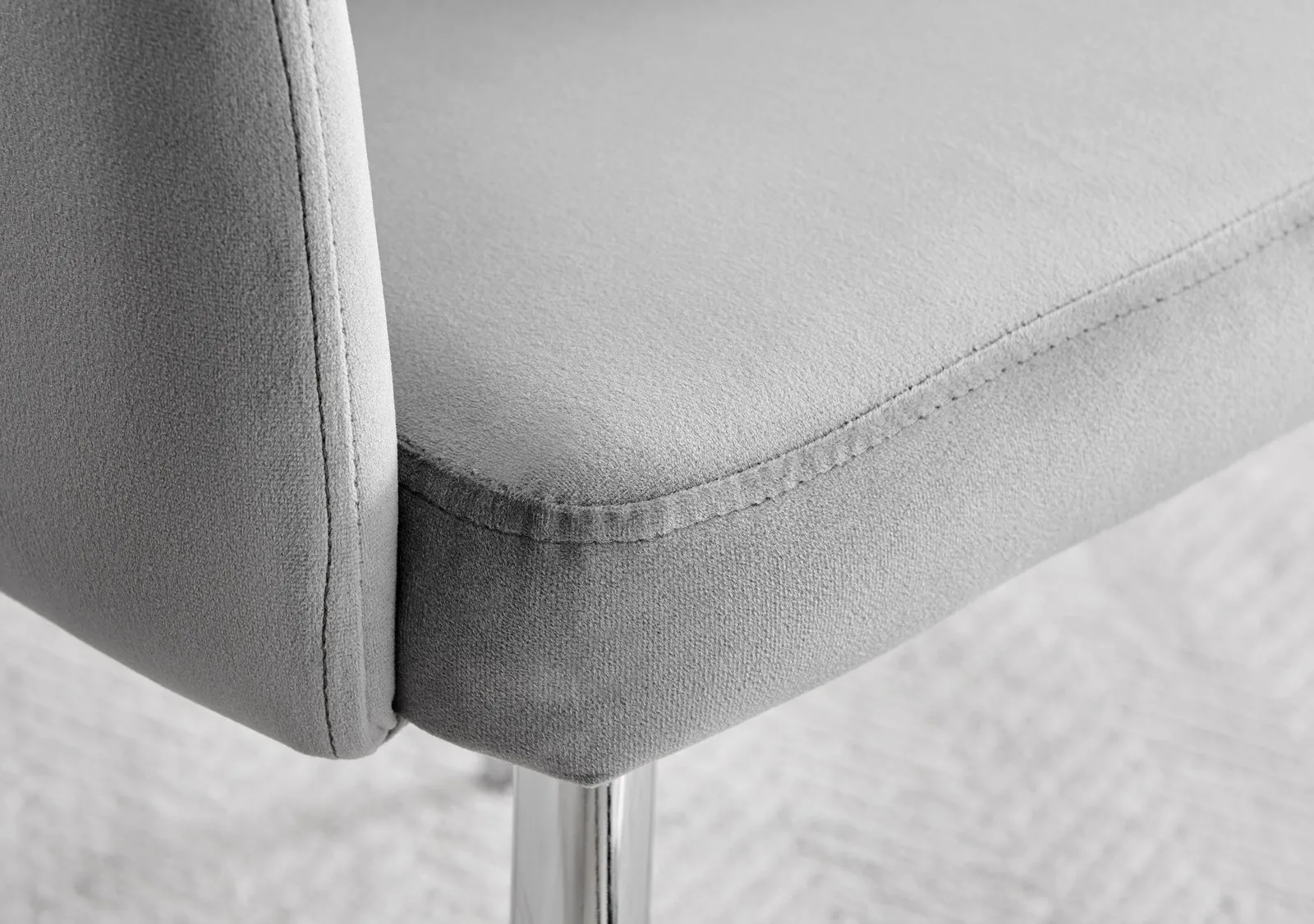 FurnitureboxUK Set of 2 Calla Deep Padded Dining Chairs Upholstered in Soft Velvet With Silver Chrome Legs in Grey 6