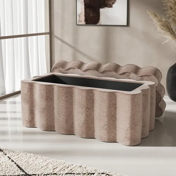Wavie Luxe Chenille Storage Ottoman 2