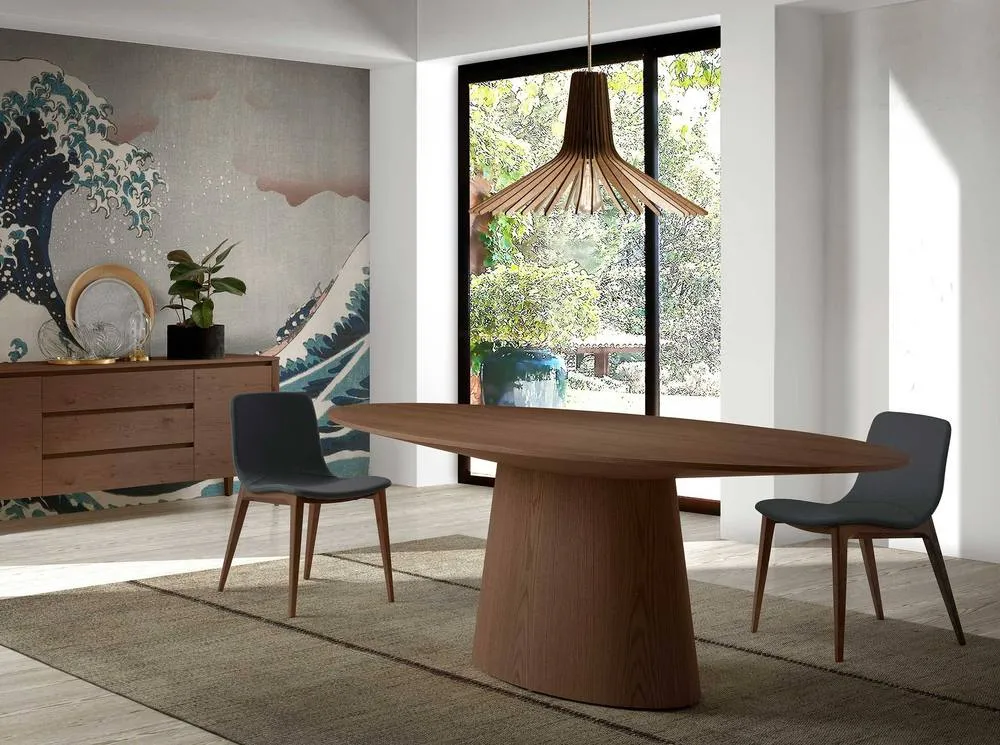 Angel Cerda Oval Walnut Dining Table, Fixed Top, 220x110x76 cm 6