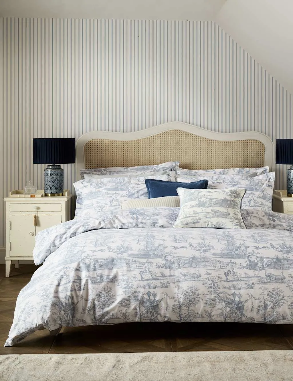 Laura Ashley Braysmith Toile Pure Cotton Bedding Set Light Blue Mix
