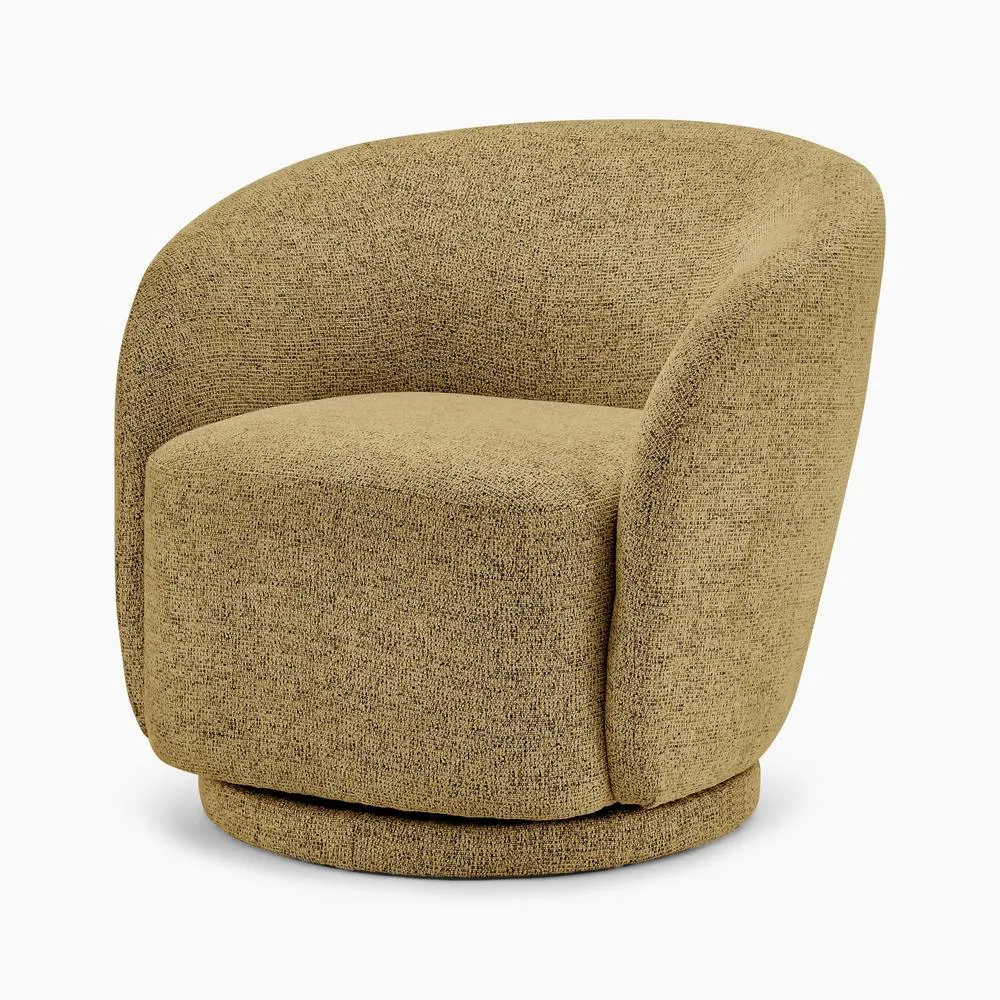 FurnitureboxUK Romilly Fabric Swivel Accent Tub Chair in Yellow 4