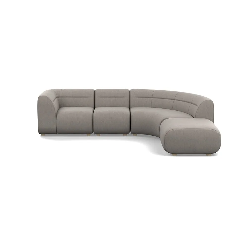 Heal's Lilli Right Hand Facing Curved Corner Sofa Broadweave Pebble Natural Beech Feet 1