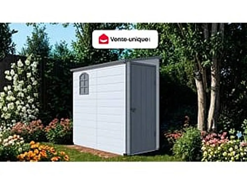 Vente-unique Anthracite Grey Resin Lean-To Garden Shed 2.09M² - ALBERTO in Light Grey 4