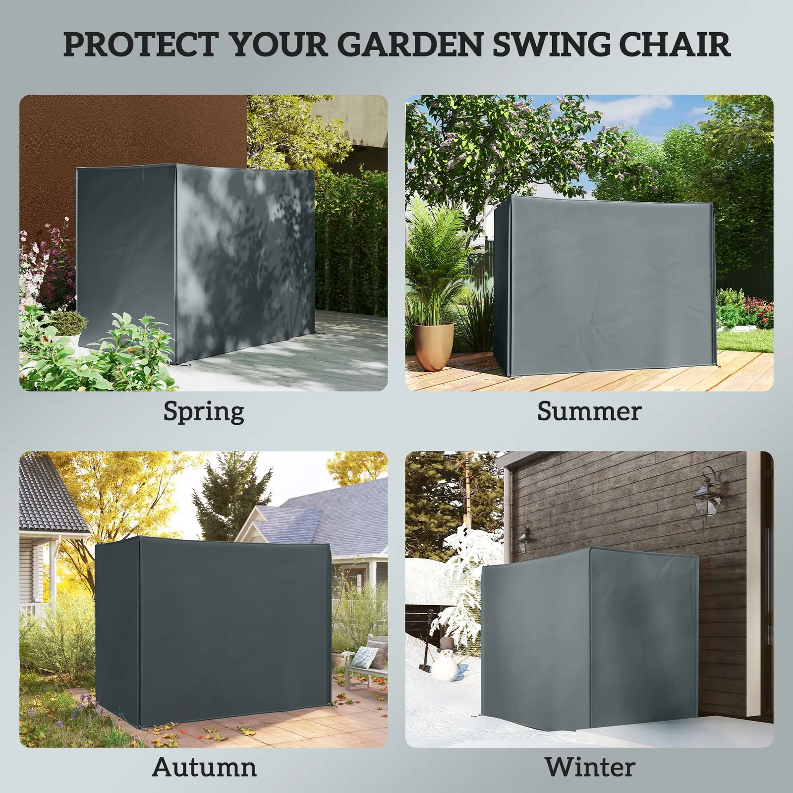 OUTSUNNY 3 Seater Garden Swing Cover, Windproof & Anti-UV, Grey 4