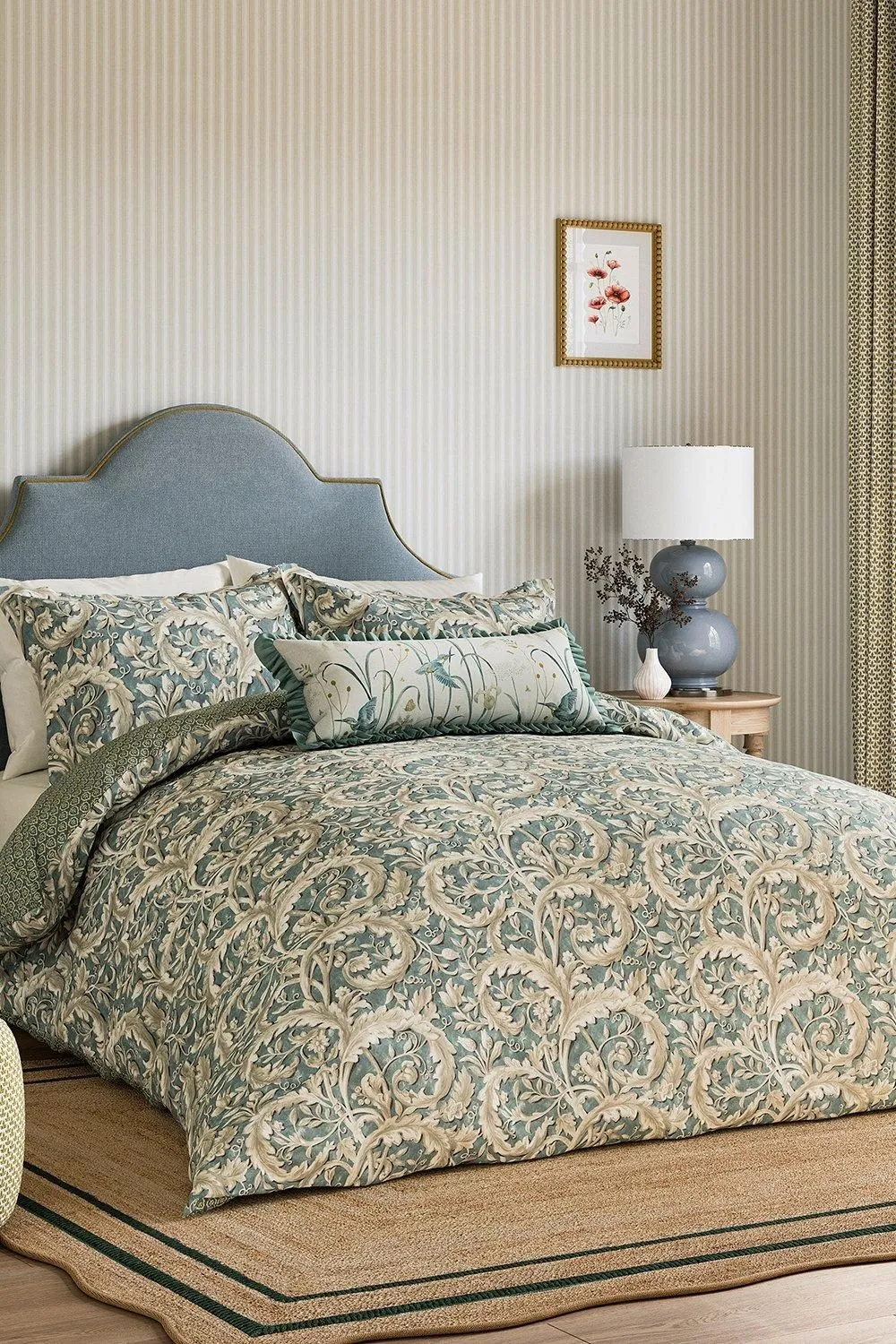 Sanderson 'Tilia Lime' Cotton Duvet Cover Set in Teal