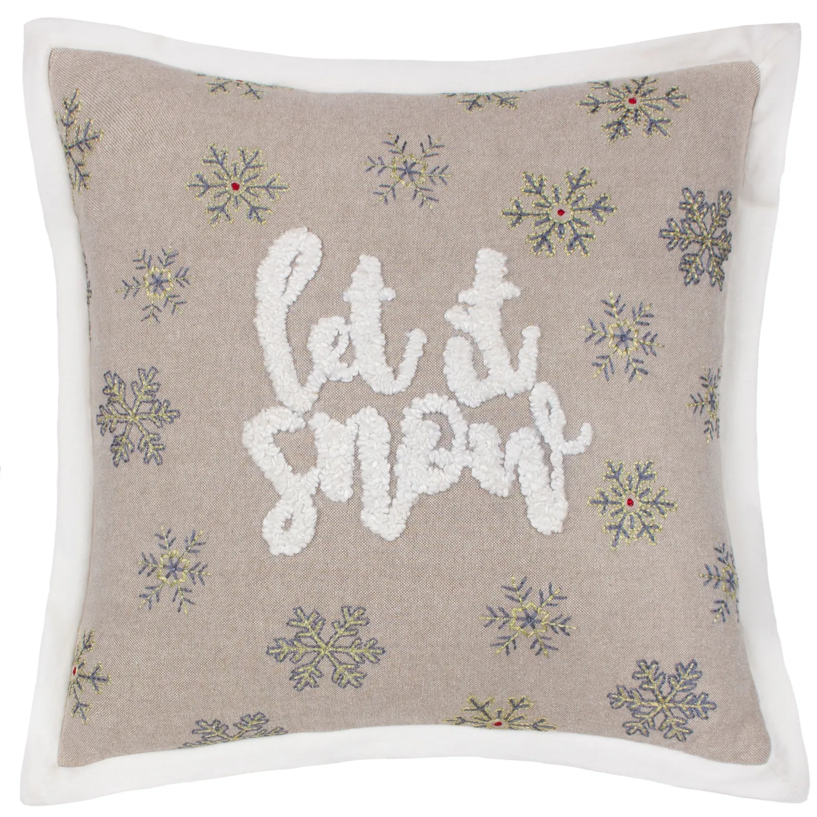 Paoletti Winter Let It Snow Embroidered Cushion in Green 2