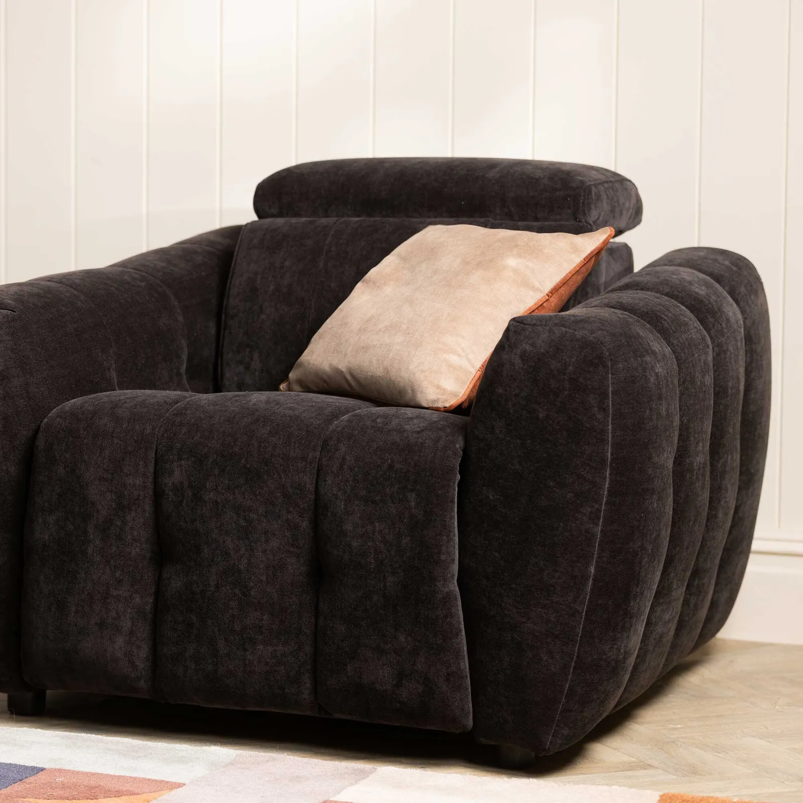 Montgomery Power Recliner Chair & Headrest, Brown Fabric | Barker & Stonehouse 4