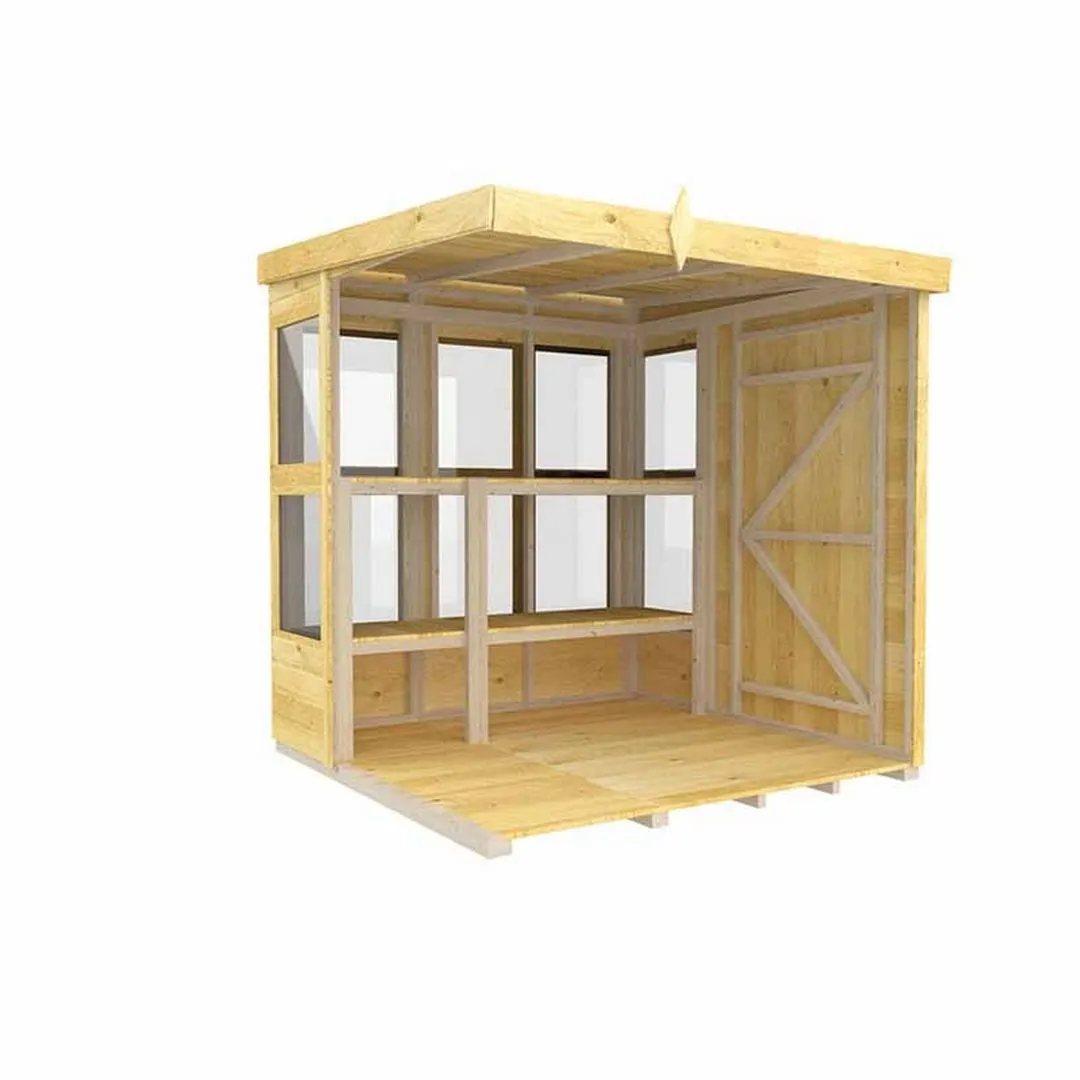 Buttercup Farm 6ft x 6ft Pent Potting Shed - Wood - L178 x W185 x H201 cm in Brown 2