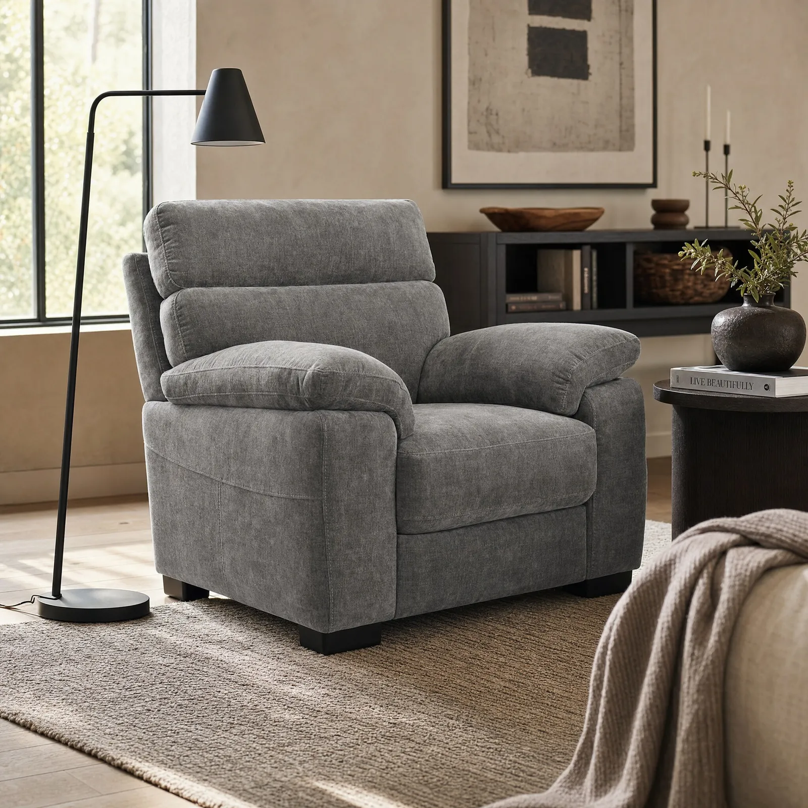 Clark Armchair- New Spec, Grey Fabric | Barker & Stonehouse 2