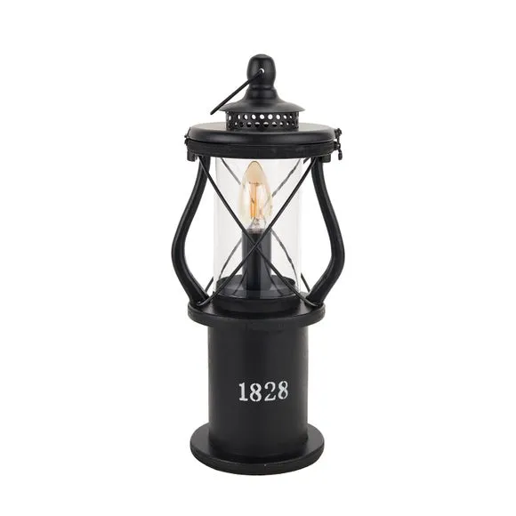 Return - Gibson Black Wood Lantern Table Lamp 4